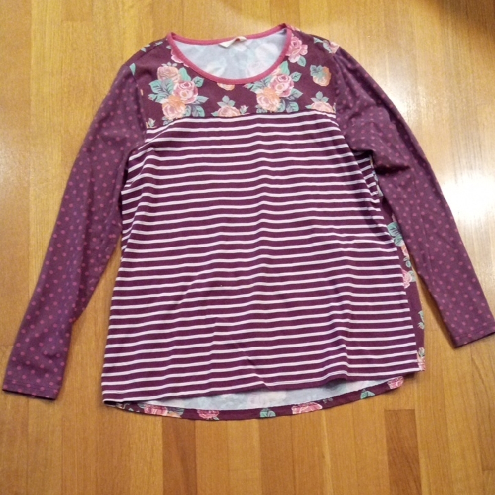 Matilda Jane Floral Polka Dot Women's Top Large